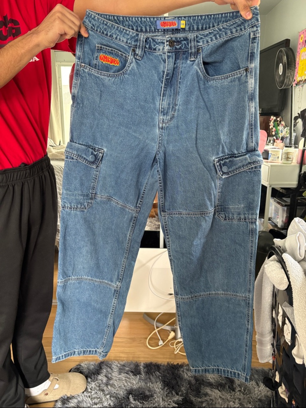 Empyre Blue Relaxed Cargo Denim Jeans